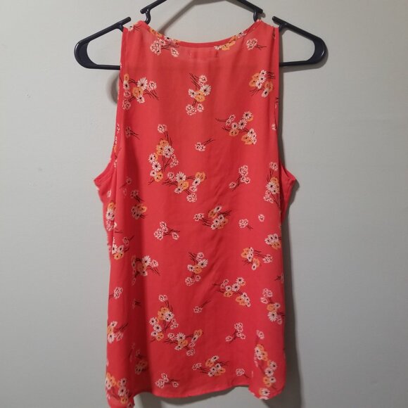 Maurices Tank Top Women's Medium Orange Floral Blouse - Picture 8 of 9